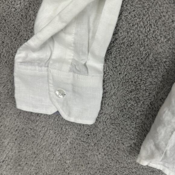 Cubavera Shirt Mens Large White 100% Linen Band Collar Long Sleeve Embroidered - Picture 5 of 10